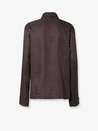 Fendi Ff Jacquard Asymmetric Long-sleeved Shirt In Multi
