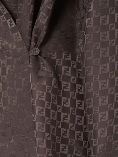 Fendi Ff Jacquard Asymmetric Long-sleeved Shirt In Multi