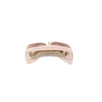 Ferragamo Bow-detail Leather Hair Clip In Pink