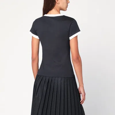 Ganni Graphic Print Crew Neck Short Sleeve Top In Black