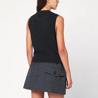 Ganni Flowers Grey Vest In Black