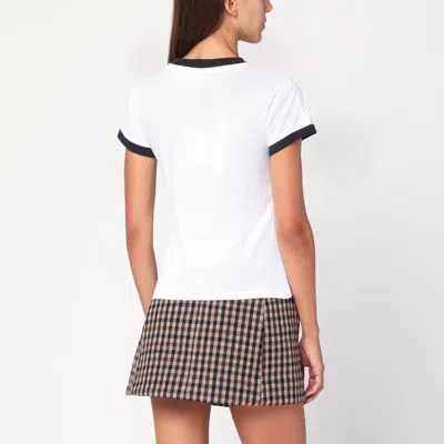 Ganni Women White Crewneck T-shirt With Maxi Logo On The Front In Cotton Jersey Woman In White