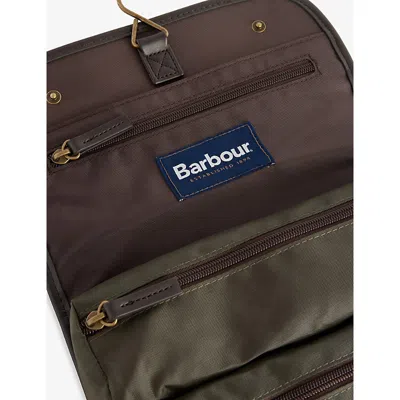 Barbour Mens Olive/beacon Hanging Waxed-cotton Washbag In Green