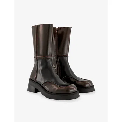 Miista 40mm Dahlia Zip Boots In Brown