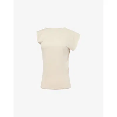 Agolde Womens Rice Grass (ylw Beige) Beth Asymmetric Cotton-jersey T-shirt In Neutral