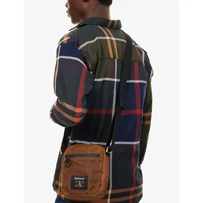 Barbour Mens Tan/black Field Waxed-cotton Cross-body Bag In Brown