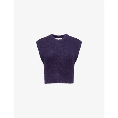 Frame Womens Royal Purple The Plush Cropped Wool-blend Vest In Purple