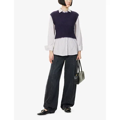 Frame Womens Royal Purple The Plush Cropped Wool-blend Vest In Purple