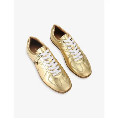 Kurt Geiger Mens Gold Eldon Leather Trainers Eur 45 / 11 Uk In Gold