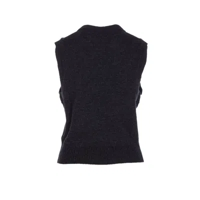 Ganni Flowers Grey Vest In Black
