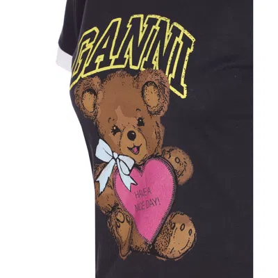 Ganni Graphic Print Crew Neck Short Sleeve Top In Multi