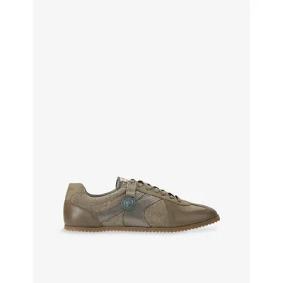 Kurt Geiger Mens Taupe Eldon Leather And Suede Trainers Eur 41 / 7 Uk In Brown