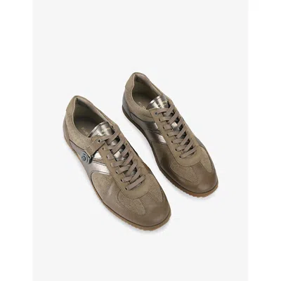 Kurt Geiger Mens Taupe Eldon Leather And Suede Trainers Eur 41 / 7 Uk In Brown