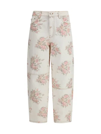 Ganni Flower Jeans In White