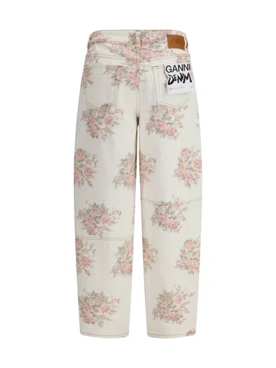 Ganni Flower Jeans In White