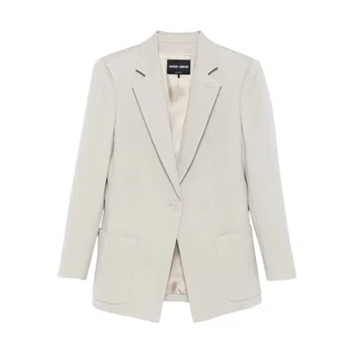 Giorgio Armani Single-button Patch-pocket Blazer In White