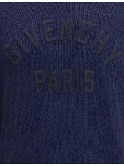 Givenchy Turtleneck Sweater In Cotton With Paris Embroidery Clothing In Blue