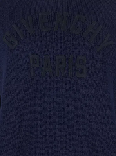 Givenchy Turtleneck Sweater In Cotton With Paris Embroidery Clothing In Blue