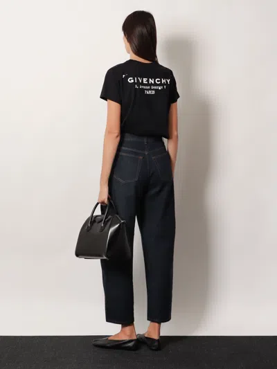 Givenchy Black Crewneck T-shirt With Logo Lettering On Front And Rear In Cotton Woman In Black