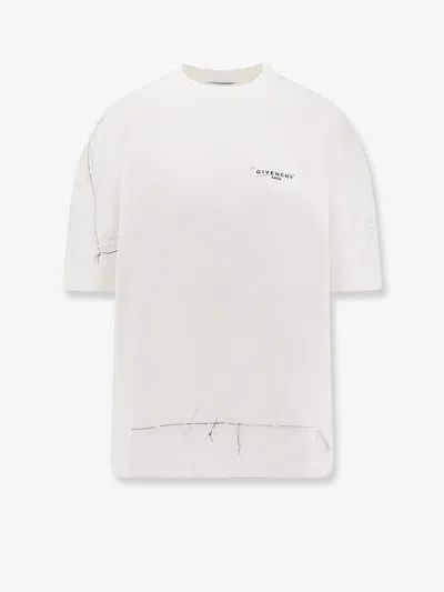 Givenchy Ribbed Crew-neck Cotton T-shirt With Graphic Print In White
