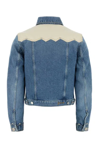 Givenchy Denim Jacket With Chest Pockets And Contrast Shoulder Panel In Blue