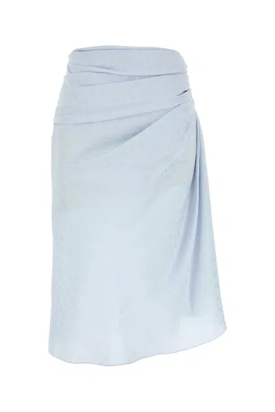 Givenchy Draped Silk Skirt Midi Length Subtle Pattern In Blue