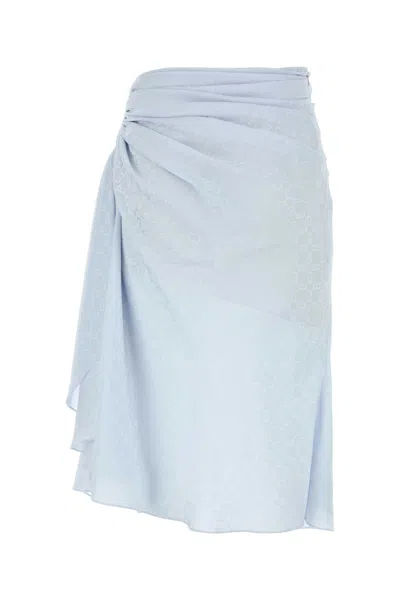 Givenchy Draped Silk Skirt Midi Length Subtle Pattern In Blue