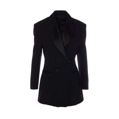 Givenchy Double-breasted Blazer With Pleated Back In Black