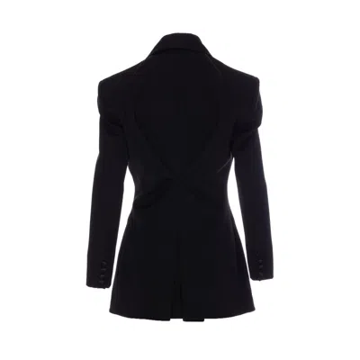 Givenchy Double-breasted Blazer With Pleated Back In Black