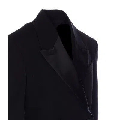 Givenchy Double-breasted Blazer With Pleated Back In Black