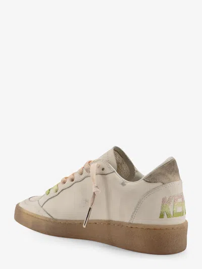 Golden Goose Ball Star Sneakers In Leather With Laminated Star And Suede Heel Tab Shoes In White