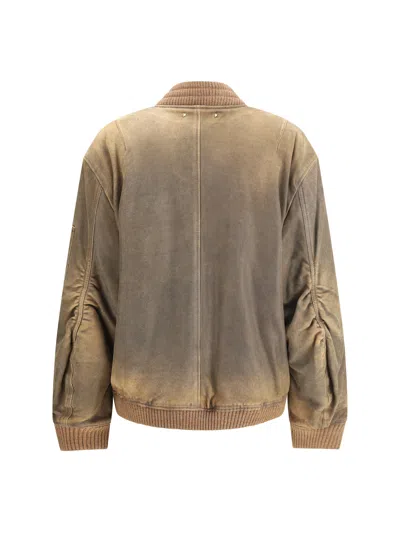 Golden Goose Brown Jacket With Sleeve Pocket And Distressed Effects In Leather Woman In Brown