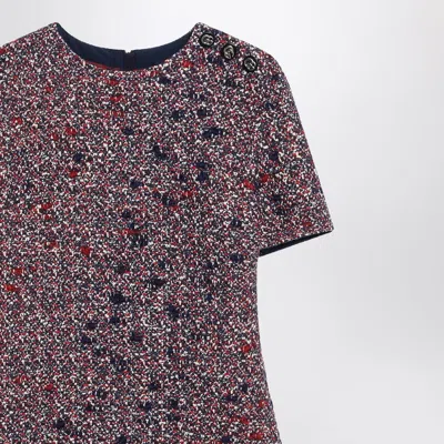 Gucci Textured Wool Dress Featuring Signature Buttons In Blue