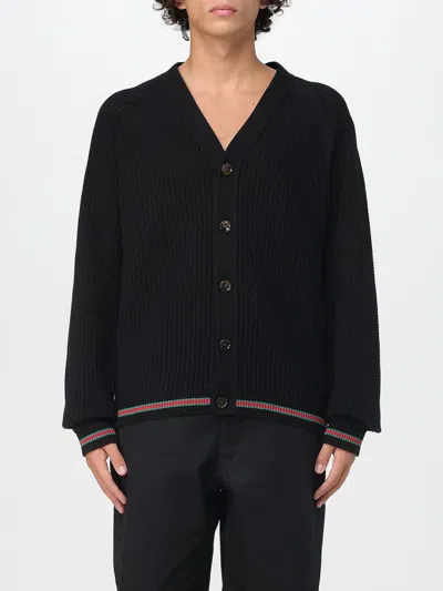 Gucci Knitwear V Neck Striped Cuffs In Black