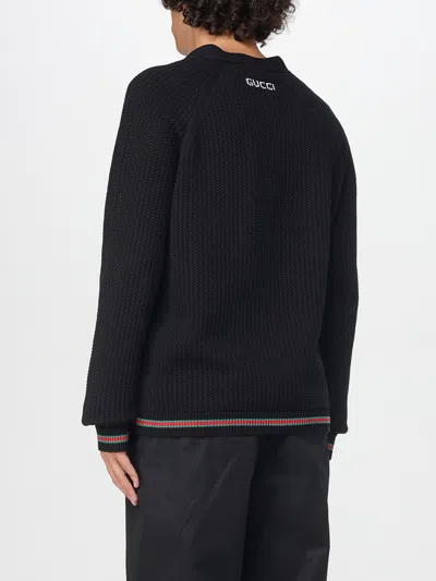 Gucci Knitwear V Neck Striped Cuffs In Black
