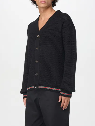 Gucci Knitwear V Neck Striped Cuffs In Black