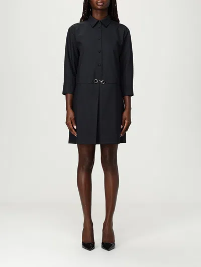 Gucci Womens Horsebit Long-sleeves Wool Mini Dress Ardesia Grey In Black