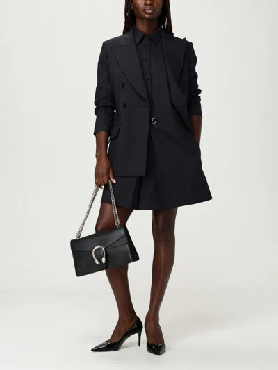 Gucci Womens Horsebit Long-sleeves Wool Mini Dress Ardesia Grey In Black