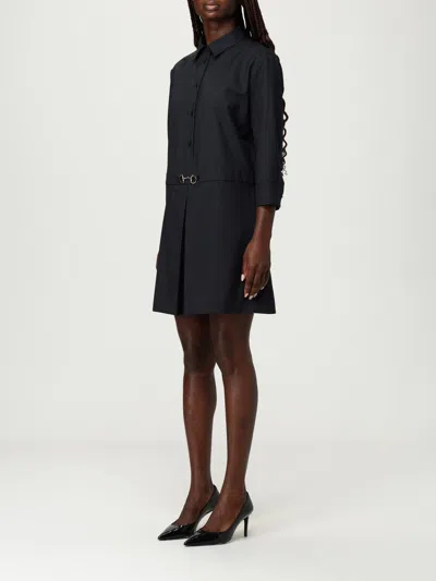 Gucci Womens Horsebit Long-sleeves Wool Mini Dress Ardesia Grey In Black