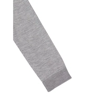 Gucci Grey Cardigan With Round Neck And Logo Lettering Embroidery On The Front In Cashmere And Silk Woman In Gray