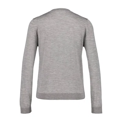 Gucci Grey Cardigan With Round Neck And Logo Lettering Embroidery On The Front In Cashmere And Silk Woman In Gray