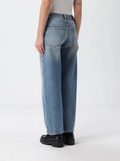 Gucci Blue Jeans With Logo Patch On The Rear And Faded Effect In Denim Woman