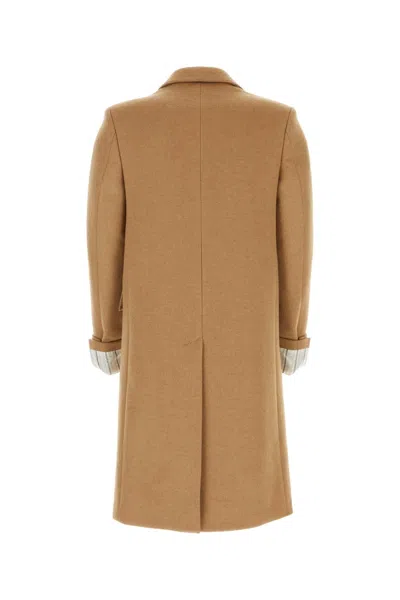Gucci Men Camel Wool Coat In Brown
