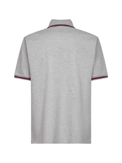 Gucci Grey Polo Shirt With Web Details And Logo Lettering On The Front In Wool Blend Man In Multi