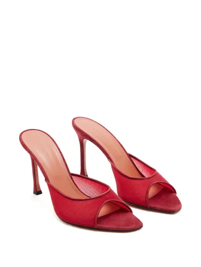 Amina Muaddi Alexa Slipper 95 In Ruby Mesh In Red