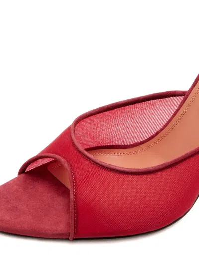 Amina Muaddi Alexa Slipper 95 In Ruby Mesh In Red