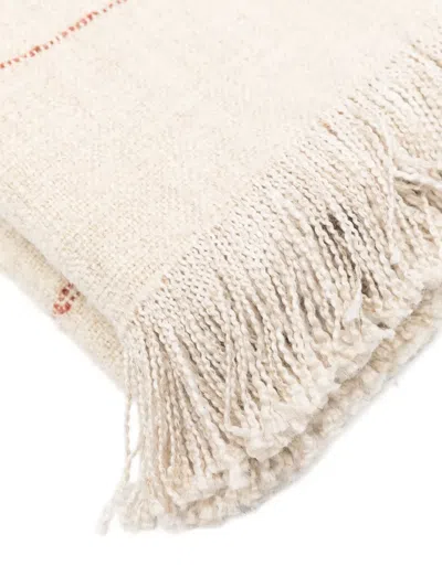 Soho Home Stephenson Striped Fringed Throw In White