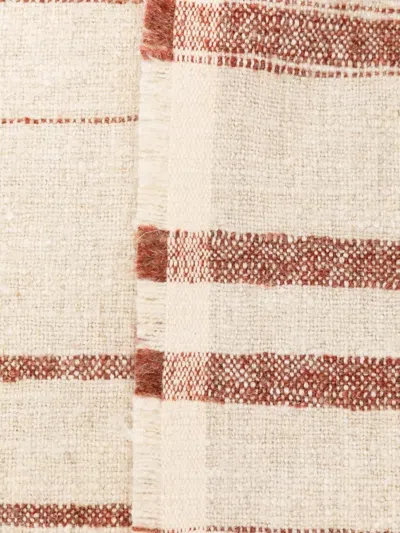 Soho Home Stephenson Striped Fringed Throw In White