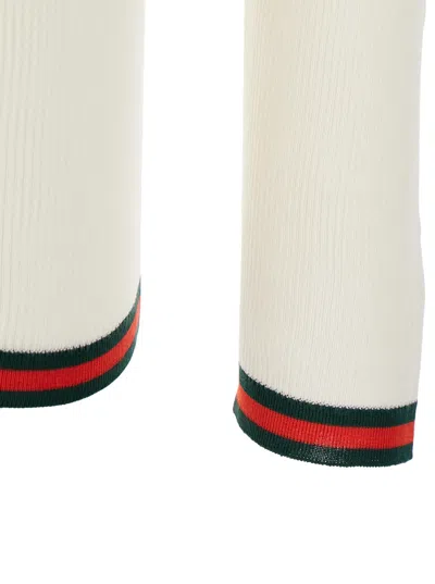 Gucci White Long Sleeved Top In Rib Silk Man In Multicolor