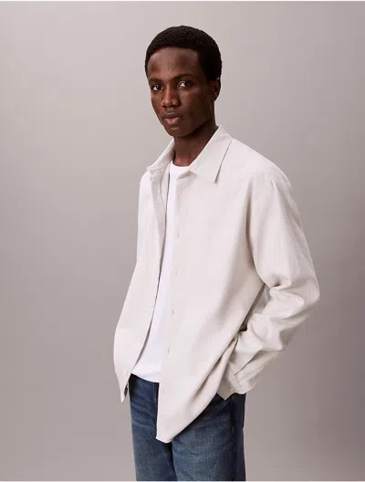 Calvin Klein Men's Melange Flannel Relaxed Button-down Shirt In Gray